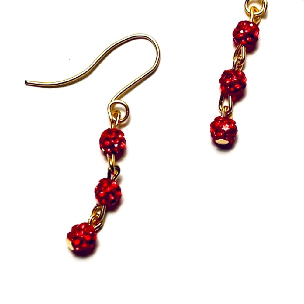 Out of Stock :: Red Sparkle Trio Earrings Handmade by McGlamorous